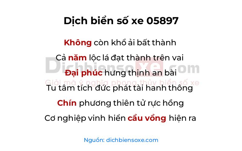 Dịch thơ biển số 05897