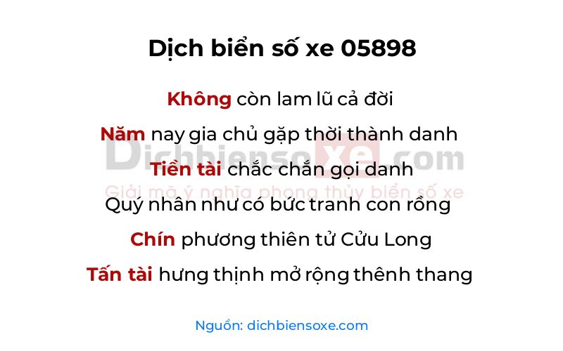 Dịch thơ biển số 05898
