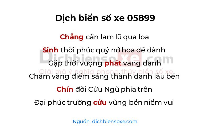 Dịch thơ biển số 05899