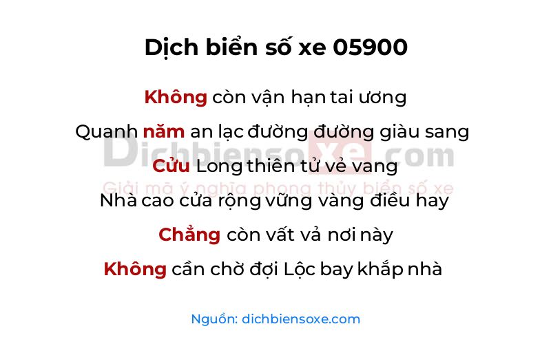 Dịch thơ biển số 05900