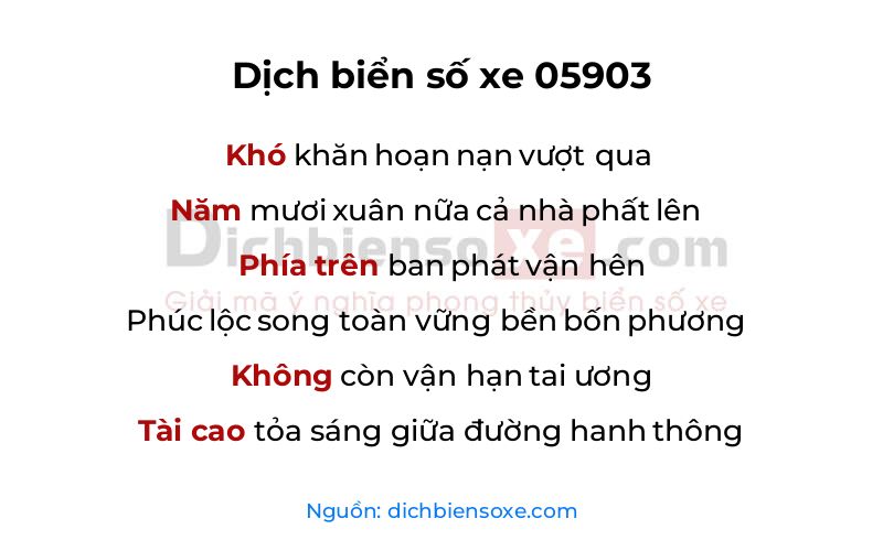 Dịch thơ biển số 05903