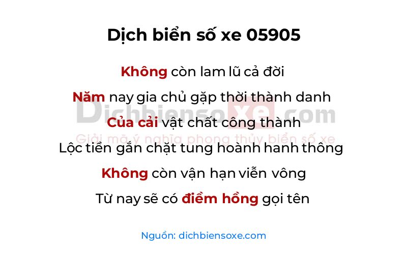 Dịch thơ biển số 05905