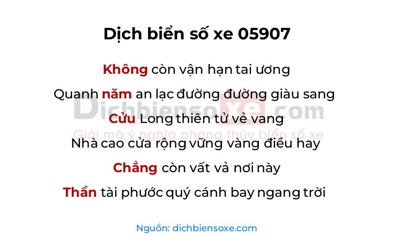 Dịch thơ biển số 05907