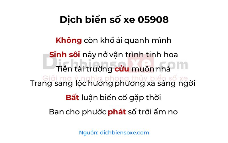 Dịch thơ biển số 05908
