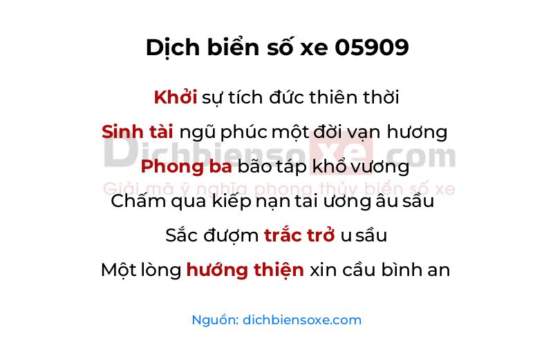 Dịch thơ biển số 05909