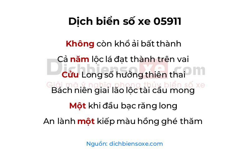 Dịch thơ biển số 05911