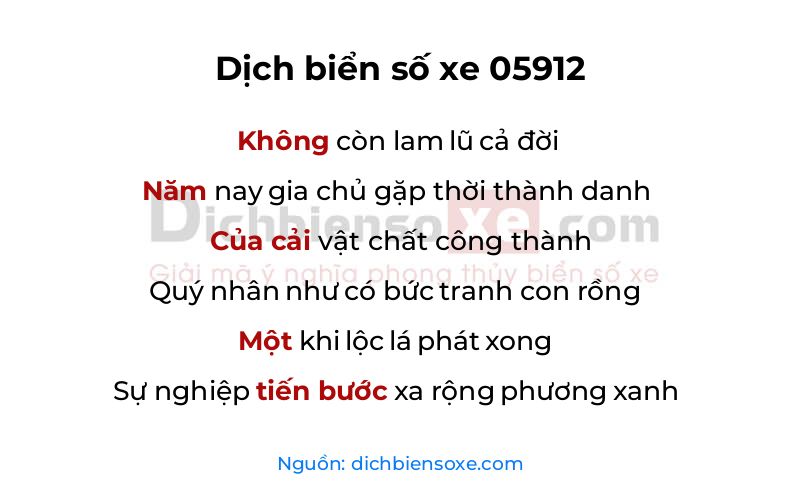 Dịch thơ biển số 05912
