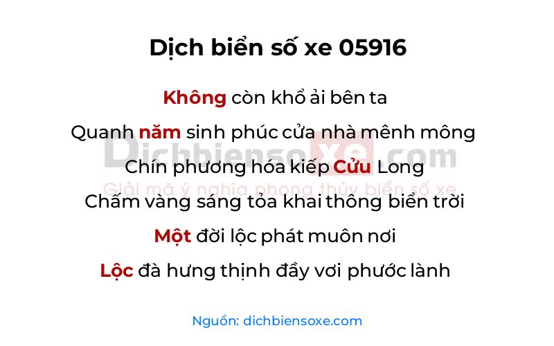 Dịch thơ biển số 05916