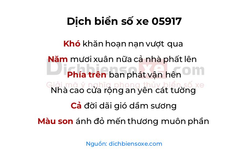 Dịch thơ biển số 05917