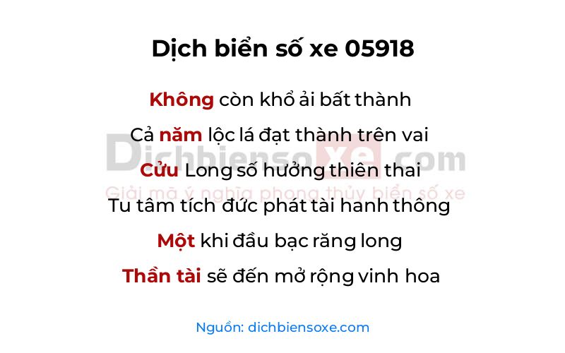 Dịch thơ biển số 05918