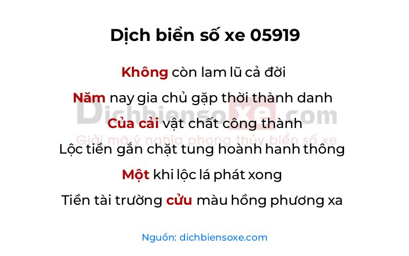 Dịch thơ biển số 05919