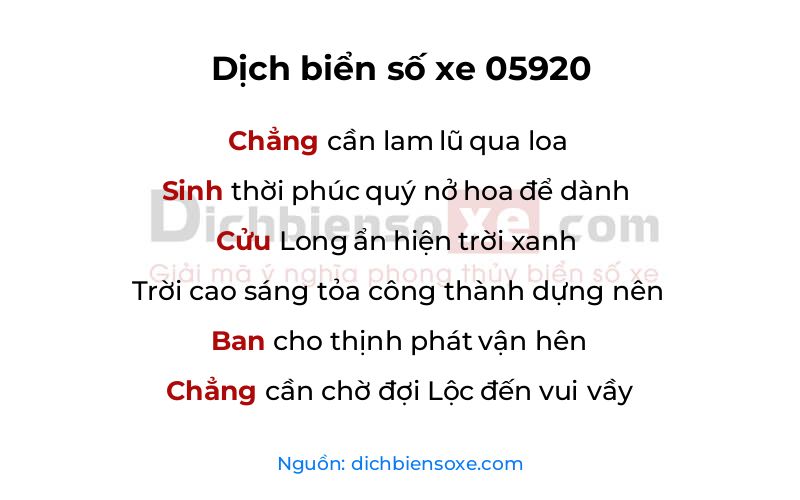 Dịch thơ biển số 05920