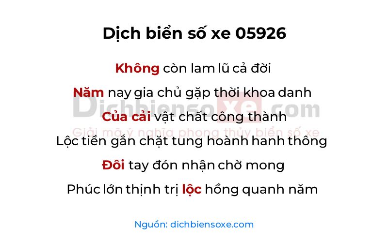 Dịch thơ biển số 05926