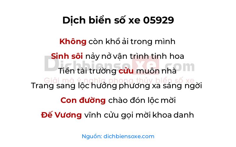 Dịch thơ biển số 05929
