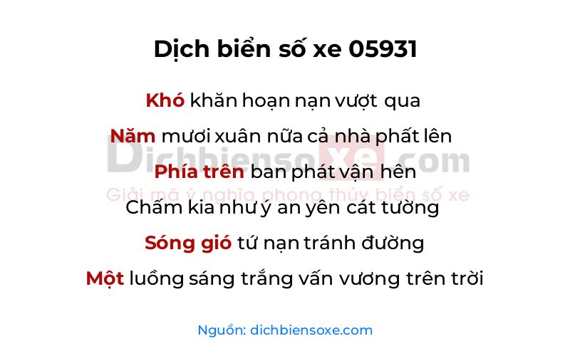 Dịch thơ biển số 05931