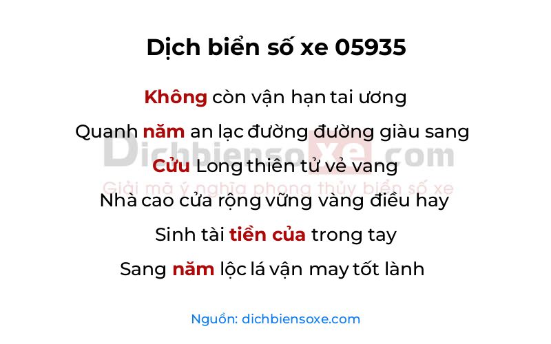 Dịch thơ biển số 05935