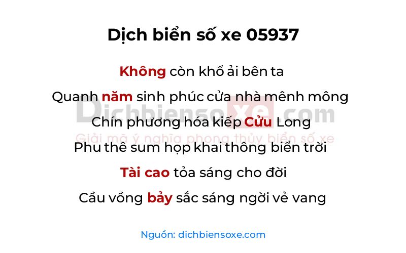 Dịch thơ biển số 05937