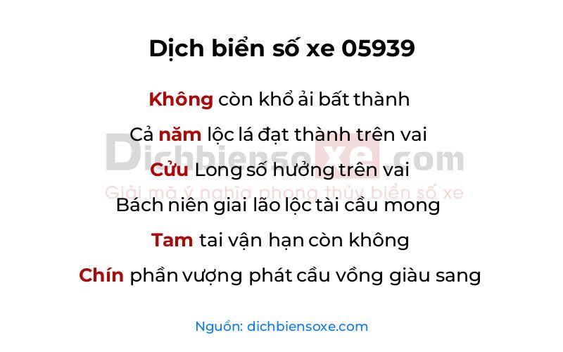 Dịch thơ biển số 05939