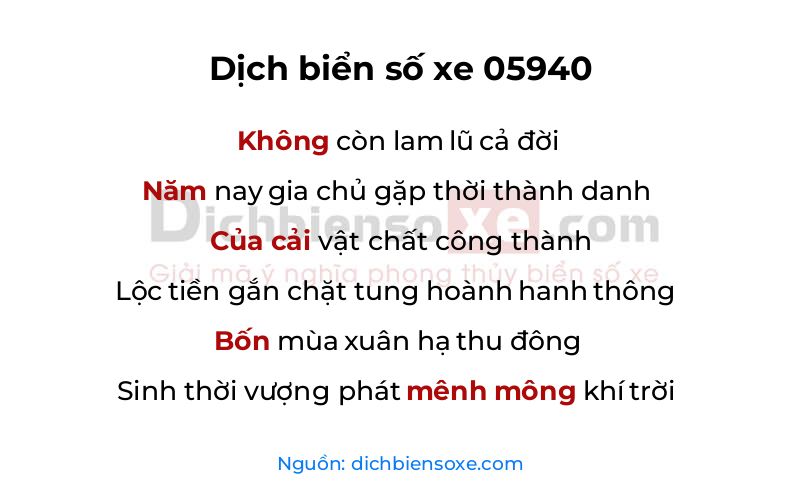 Dịch thơ biển số 05940