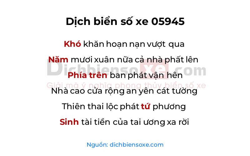 Dịch thơ biển số 05945