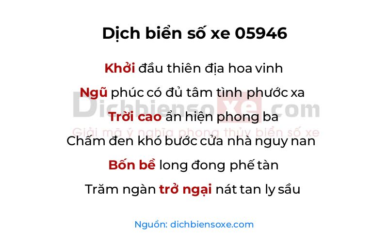 Dịch thơ biển số 05946