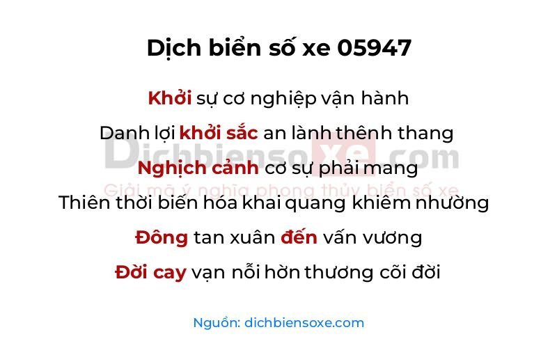 Dịch thơ biển số 05947