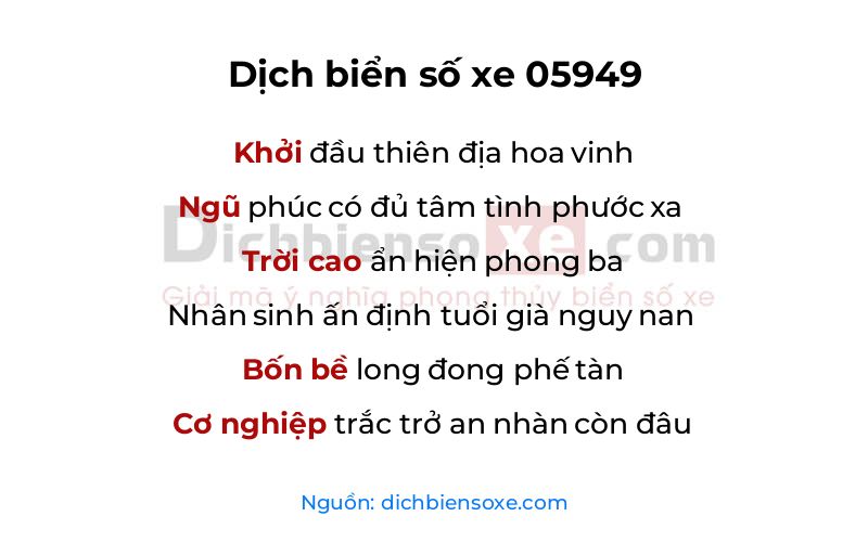 Dịch thơ biển số 05949