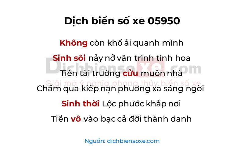 Dịch thơ biển số 05950