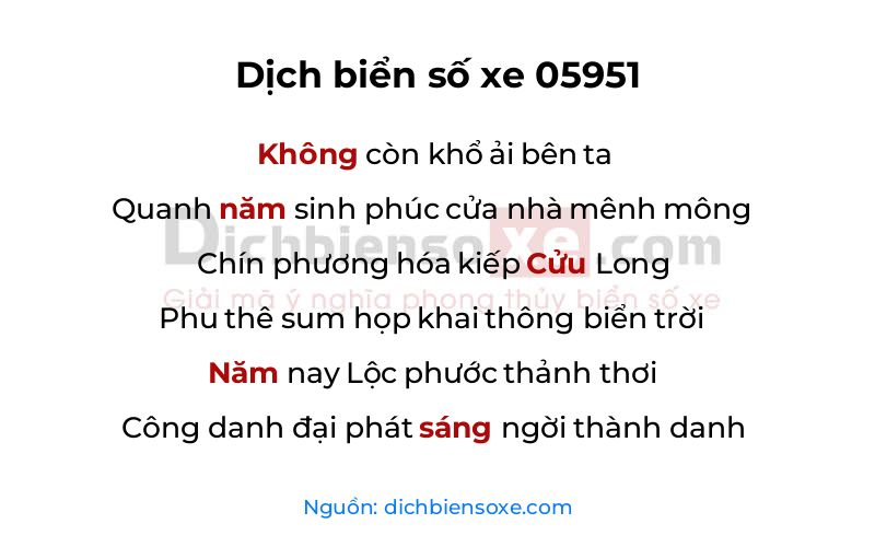 Dịch thơ biển số 05951