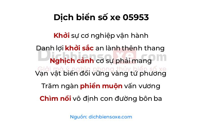Dịch thơ biển số 05953