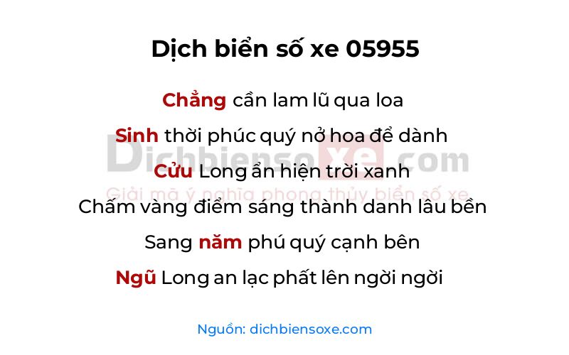 Dịch thơ biển số 05955