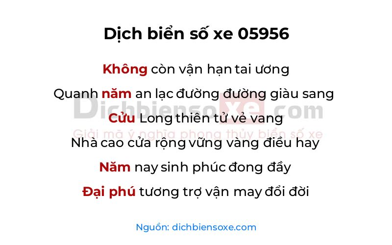 Dịch thơ biển số 05956