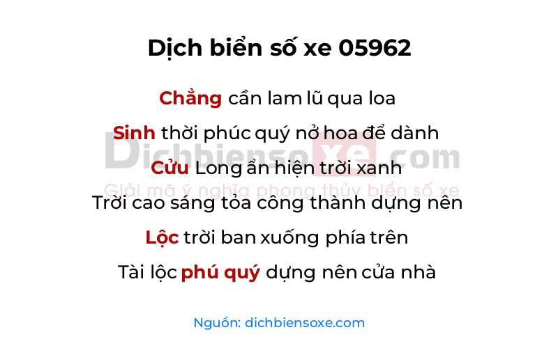 Dịch thơ biển số 05962
