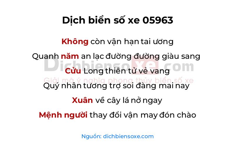 Dịch thơ biển số 05963