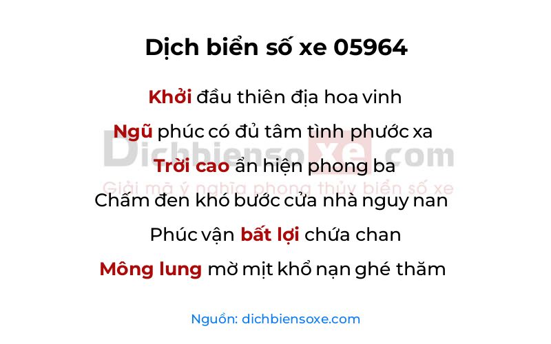 Dịch thơ biển số 05964