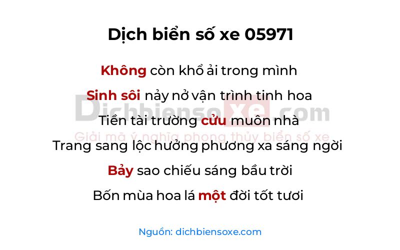 Dịch thơ biển số 05971
