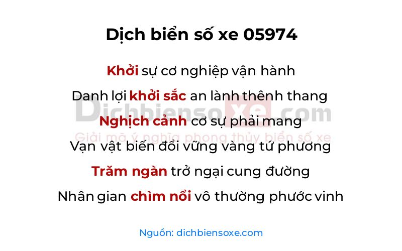 Dịch thơ biển số 05974