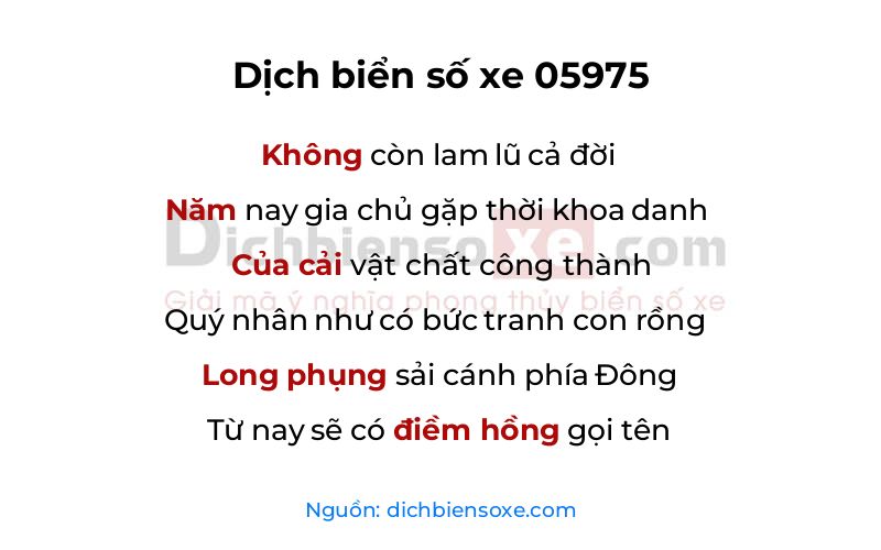 Dịch thơ biển số 05975
