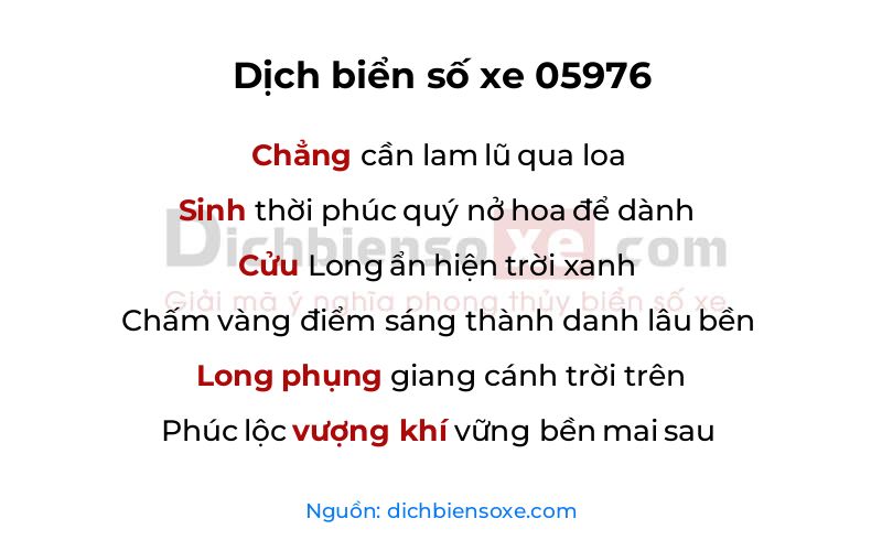 Dịch thơ biển số 05976