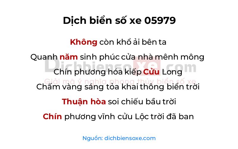 Dịch thơ biển số 05979