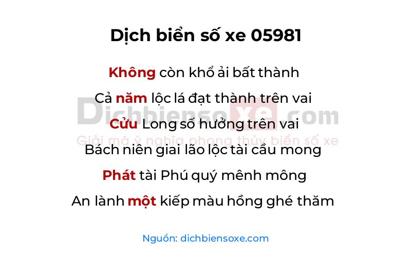 Dịch thơ biển số 05981
