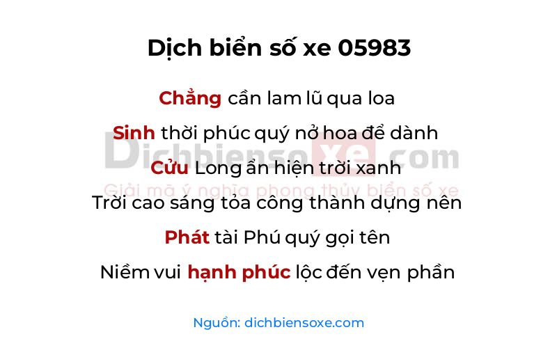 Dịch thơ biển số 05983