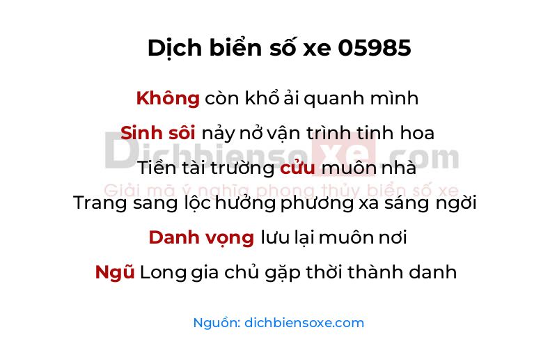 Dịch thơ biển số 05985