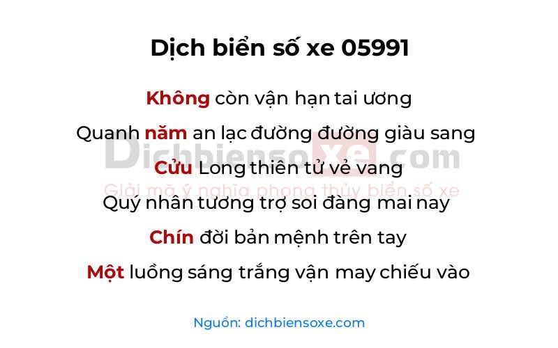 Dịch thơ biển số 05991