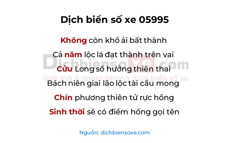 Dịch thơ biển số 05995