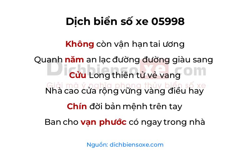 Dịch thơ biển số 05998