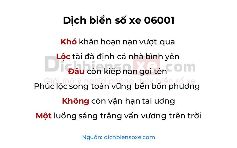 Dịch thơ biển số 06001