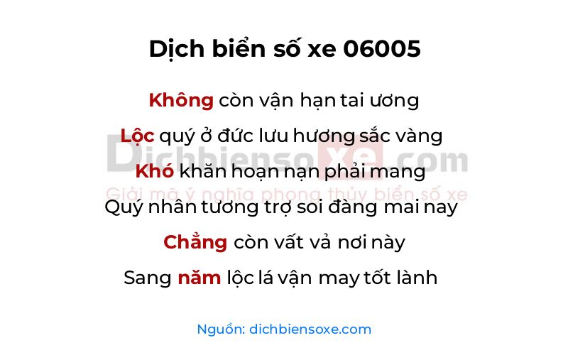 Dịch thơ biển số 06005