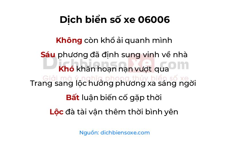 Dịch thơ biển số 06006