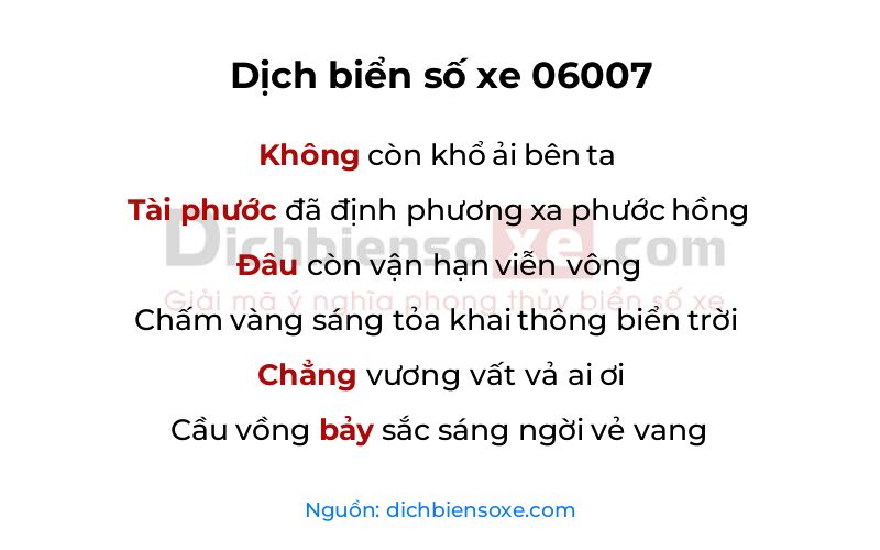 Dịch thơ biển số 06007